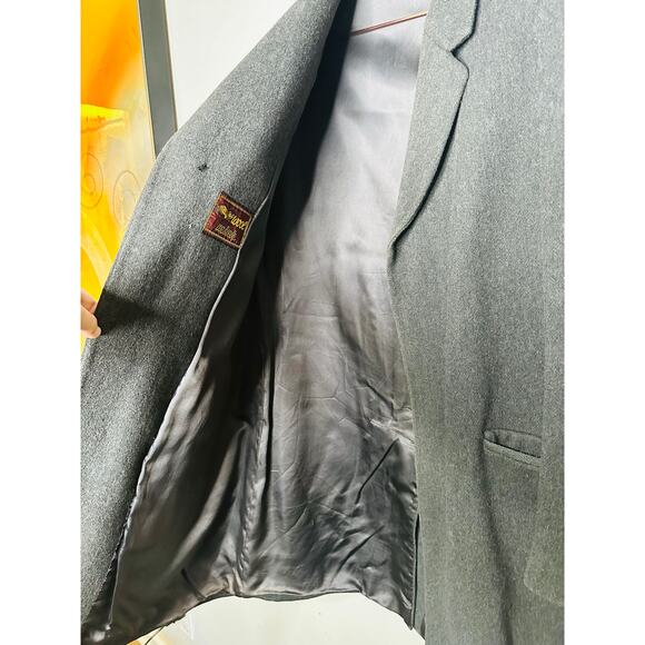 Burton Vintage Grey Charcoal Overcoat Jacket Button Front  Made in England XL - Picture 6 of 10